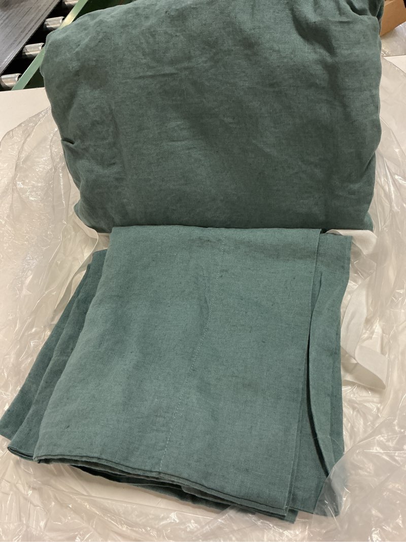 Condition photo showing Good Condition for european linen fitted sheet set, king, ocean