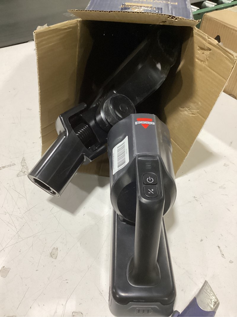 Condition photo showing As Is for bissell powerclean furfinder 200w self-standing cordless vacuum w/tangle free brush roll, strong suction, removeable battery, wall mount, upholstery tool & bright headlights