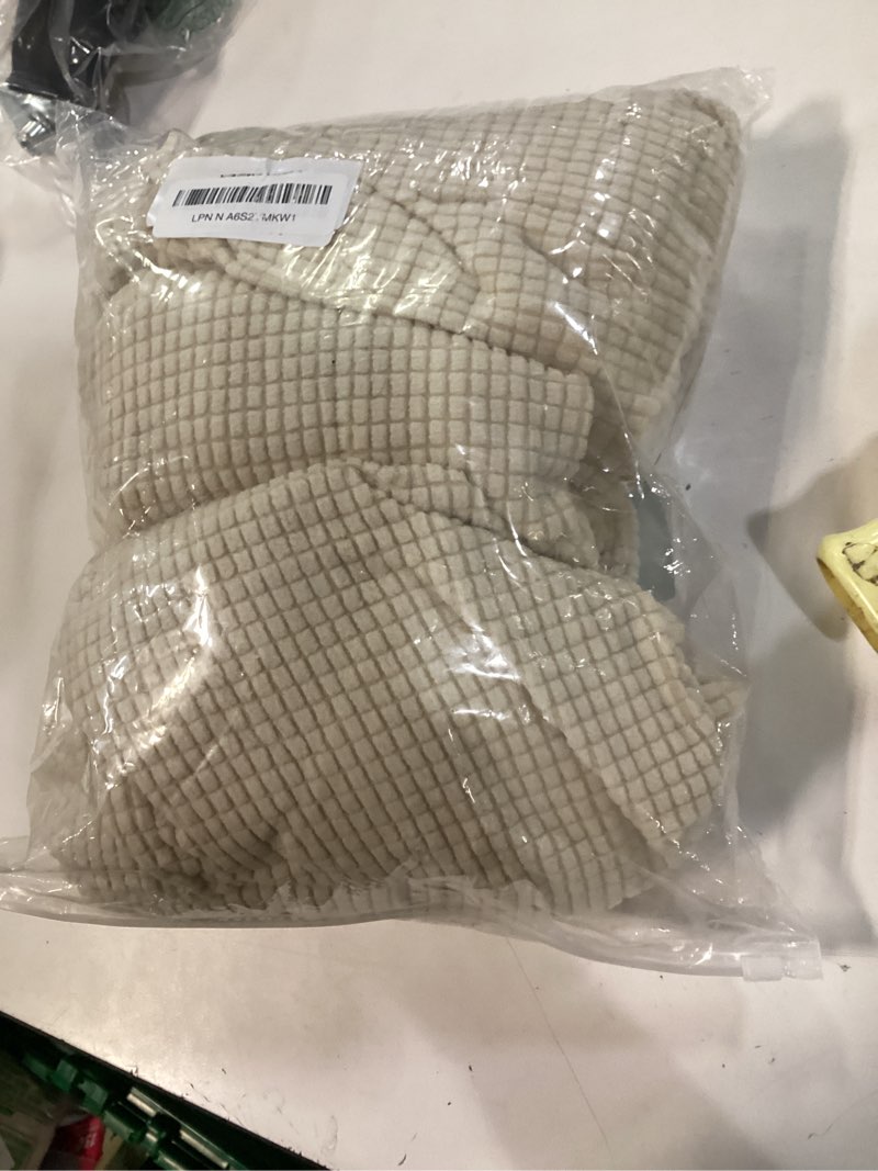 Condition photo showing Good Condition for H.VERSAILTEX Super Stretch Individual Seat Cushion Cover Sofa Covers Couch Cushion Covers Slipcover Sets Thick Jacquard Textured Twill Fabric (3 Piece Sofa Cushion Covers, Natural) Natural 3 Cushion Sofa