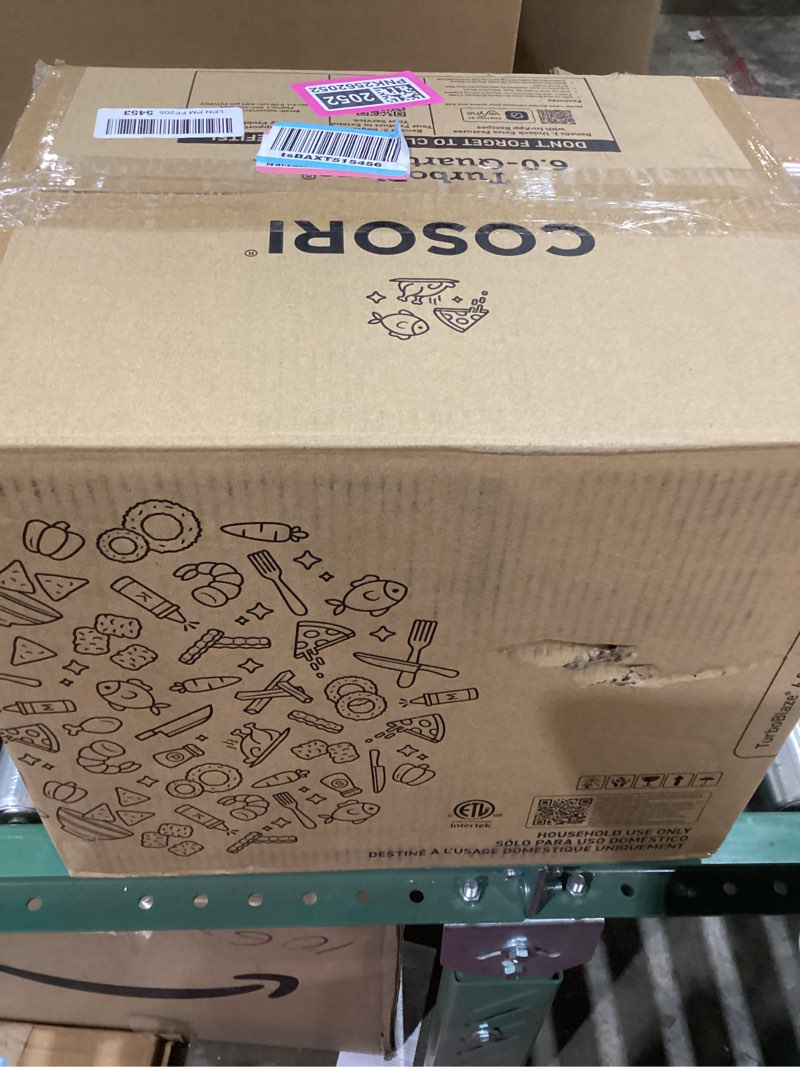 Condition photo showing Good Condition for Cosori 9-in-1 TurboBlaze Air Fryer 6 Qt, Premium Ceramic Coating, 90°–450°F, Precise Heating for Even Results, Air Fry, Roast, Bake, Broil, Dry, Frozen, Proof, Reheat, Keep Warm, 120V, Dark Gray Dark Gray 6QT Air fryer
