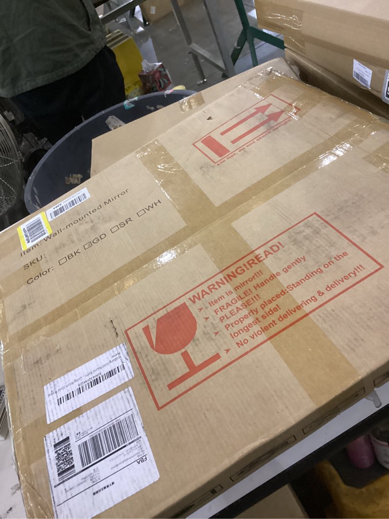 Condition photo showing New/Like New for VooBang Gold Round Bathroom Mirror, 20 inch Circle Wall Mounted Hanging Mirror with Simple Modern Circular Metal Frame for Hallway, Entryway, Living Room, Gold Frame Gold 20"L x 20"W