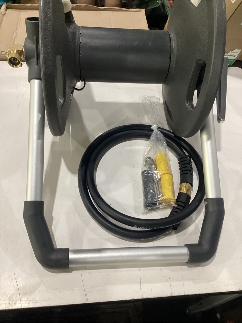 Condition photo showing As Is for gorilla 200’ aluminum zero-rust upright hose reel (b0b4pql1dw)