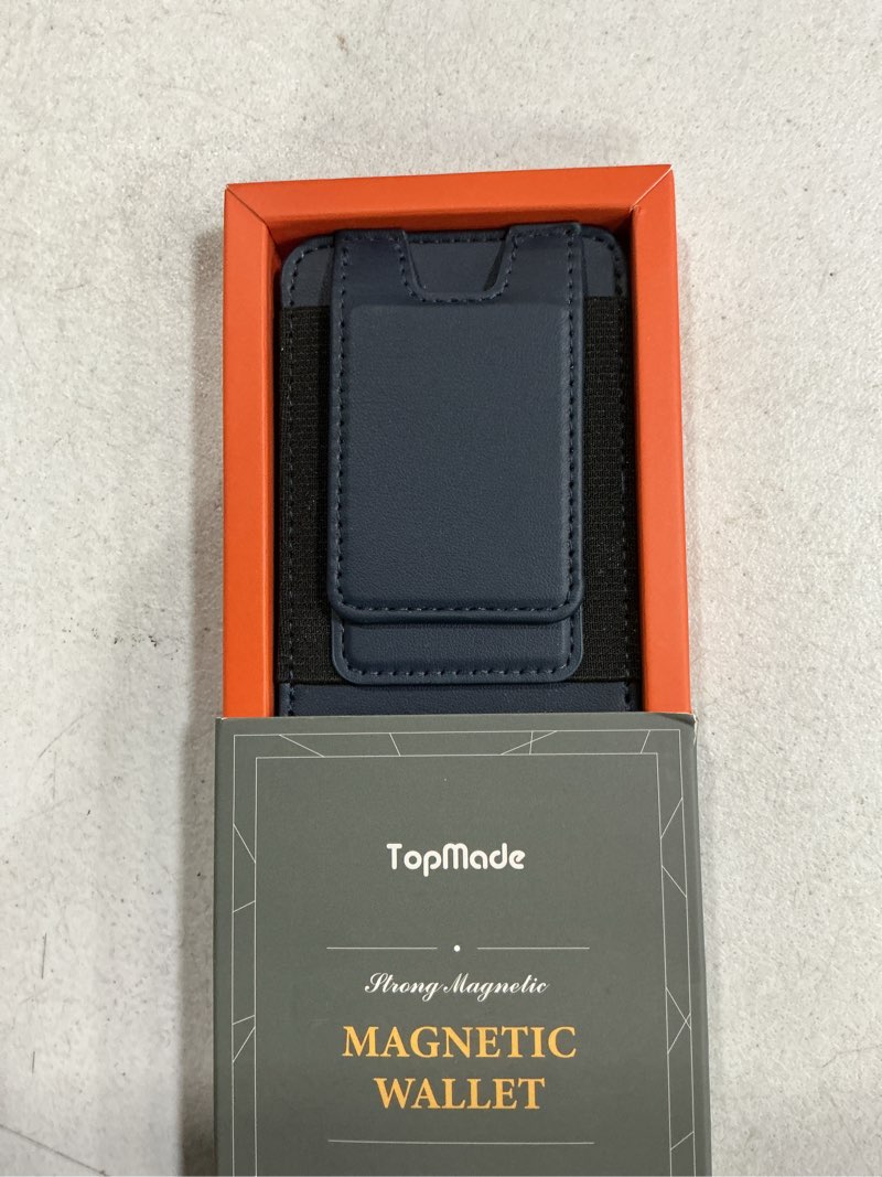 Condition photo showing Good Condition for topmade for magsafe wallet with money clip, strongest magnetic card holder for iphone 17/16/15/14/13/12 series, for iphone wallet with adjustable stand, id window, rfid blocking, navy blue