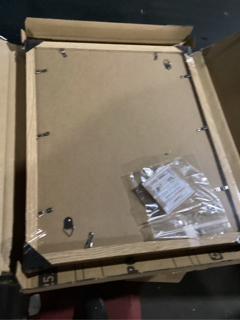 Condition photo showing New/Like New for 16x20 Frames Set of 2, Natural Oak Wood Style - Display 16 x 20 Picture without Mat or 11x14 Picture with Mat, Wall Mounting Horizontal and Vertical Natural Oak 16x20 in