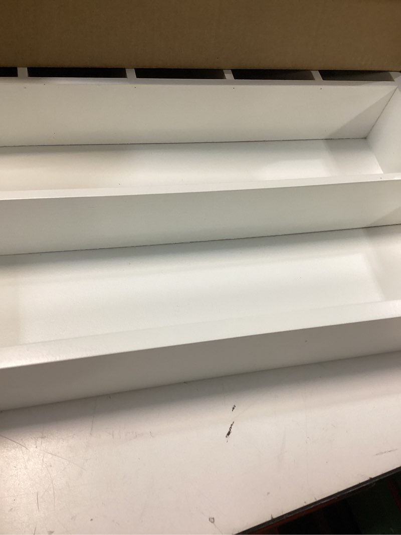 Condition photo showing Good Condition for utensil organizer silverware drawer organizer - 7 slots bamboo cutlery organizer multi-purpose silverware divider for kitchen flatware, hair accessories, repair tools, art set w13”x l17” (white) white 7 slot