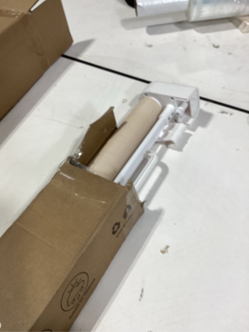 Condition photo showing As Is for Retractable Baby Gate for Stairs, 55" Wide Mesh Dog Gate Indoor, 34" Tall Child Gate for Doorways, Hallways, Deck, Indoor Outdoor Pet Baby Safety Essentials for Home, Beige Beige 34" Tall x 55" Wide