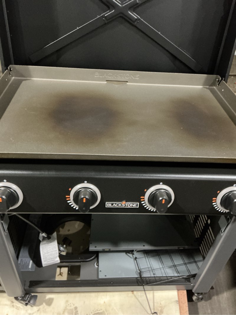 Condition photo showing As Is for blackstone 36" culinary deluxe griddle 4 -burner liquid propane flat top grill