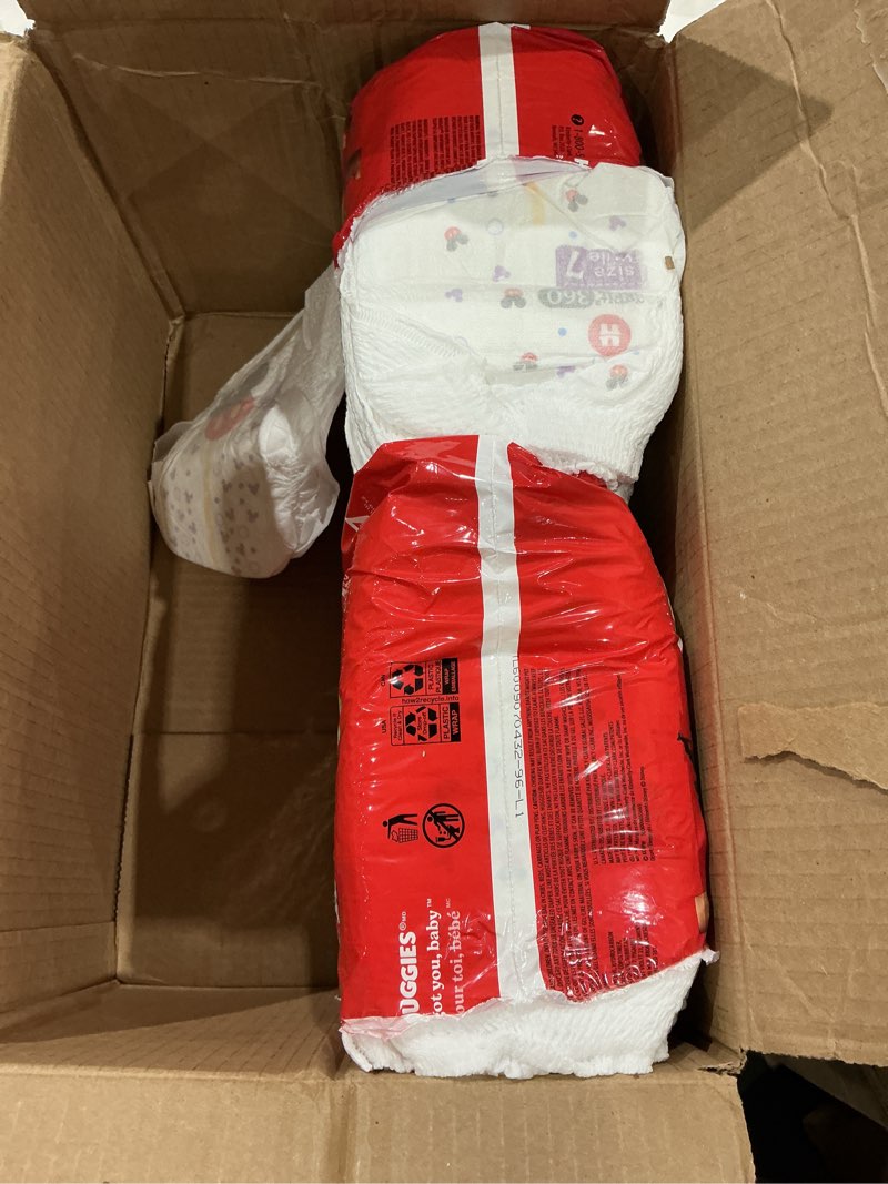 Condition photo showing As Is for huggies little movers huggfit 360 pull on diapers - size 7 - 88ct