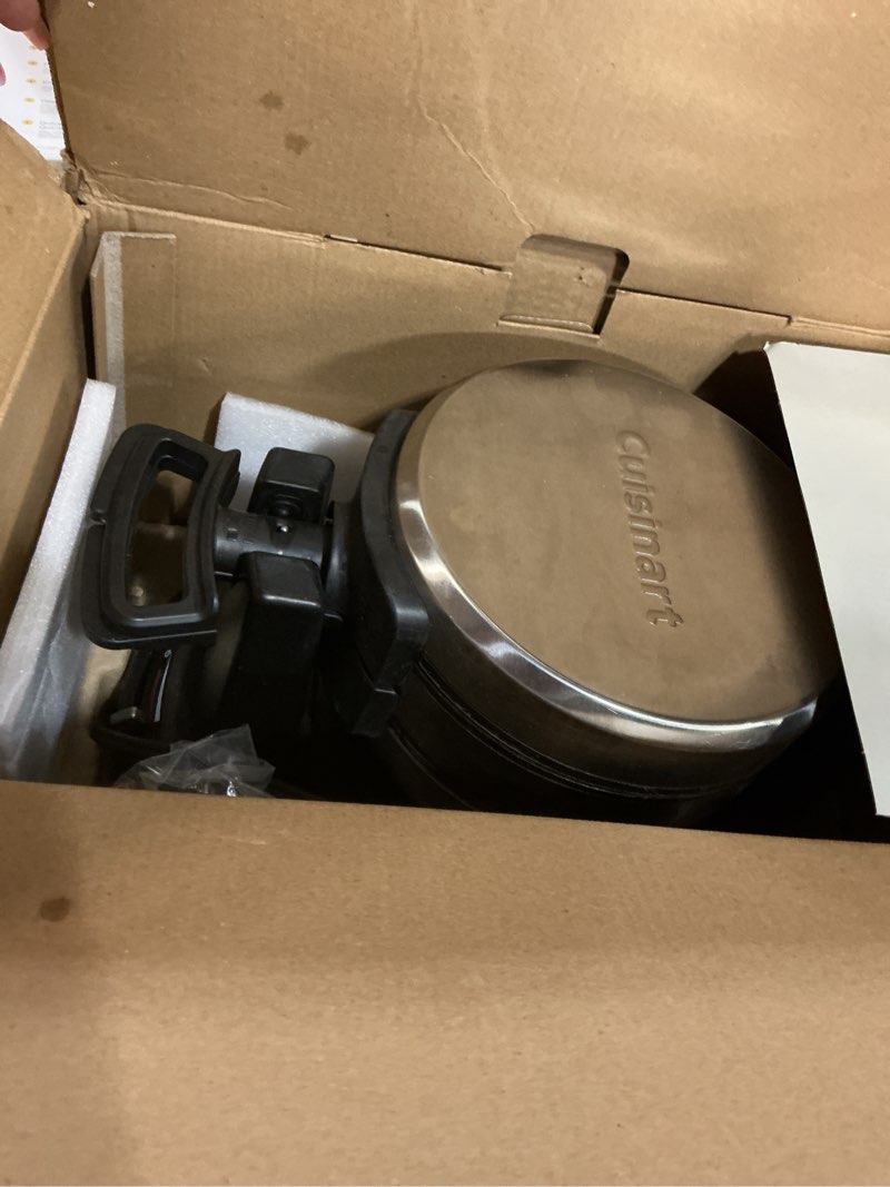 Condition photo showing As Is for cuisinart double flip belgian waffle maker, waf-f40nas, stainless steel, grey and black new double flip