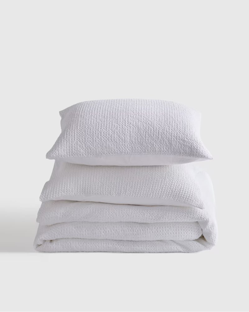 organic luxe honeycomb duvet cover set color: white size: king/cal king