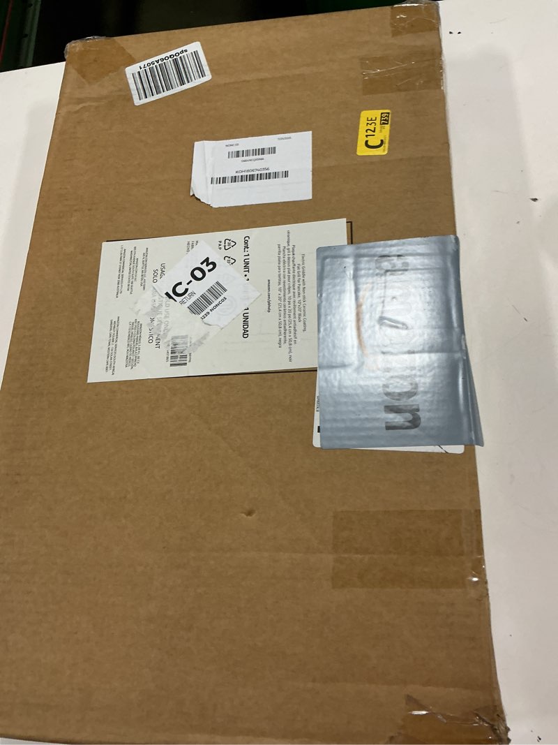 Condition photo showing New/Like New for Amazon Basics Electric Griddle with Nonstick Ceramic Coating, Flat Grill for Pancake, 10 x 20 inches, Black