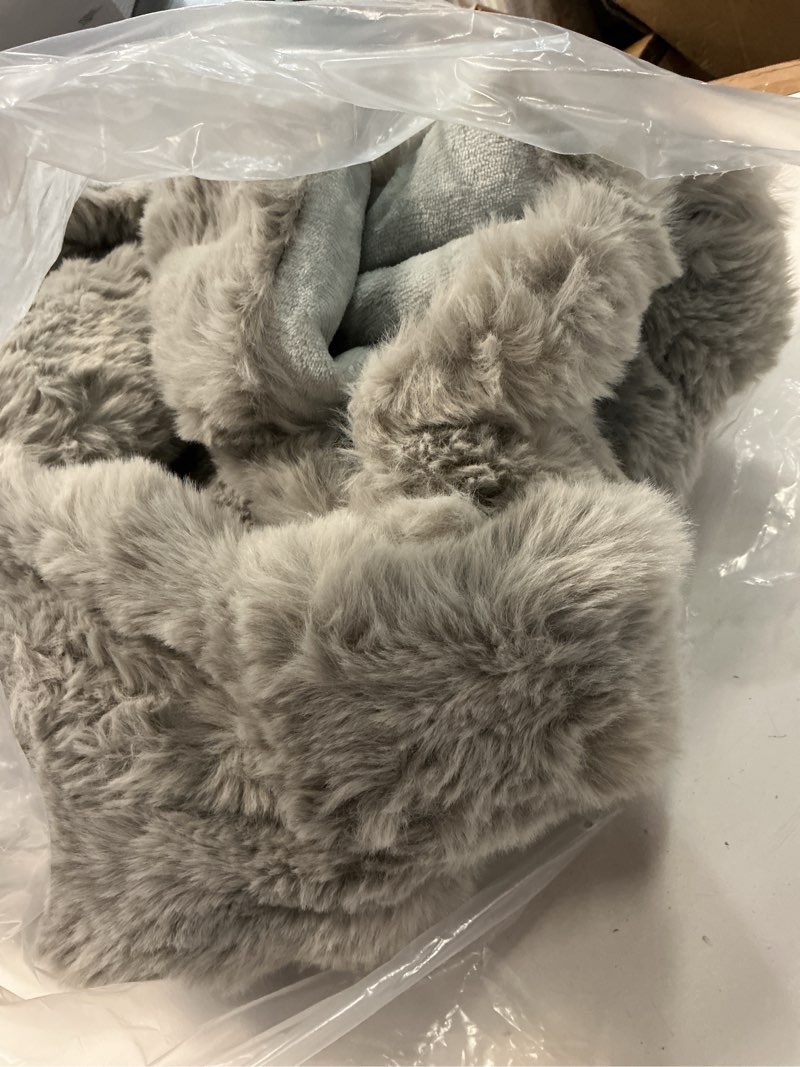 Condition photo showing As Is for heated blanket full size with 1/2/4/6/8 hours auto-off 10 heat level, 62'' * 84'' cozy faux rabbit fur bubble electric blanket with overheat protection(light grey) light grey 62''*84''