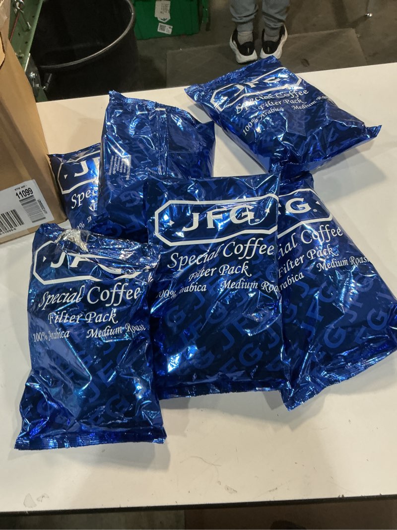 Condition photo showing New/Like New for (BEST BY:03/07/26) JFG Pre-Measured Filter Pack Coffee, Each Pouch Makes 1 Pot of Coffee, 1.5oz Pouch (Pack of 42) Special Blend Medium-Dark Roast 1.5 Ounce (Pack of 42)