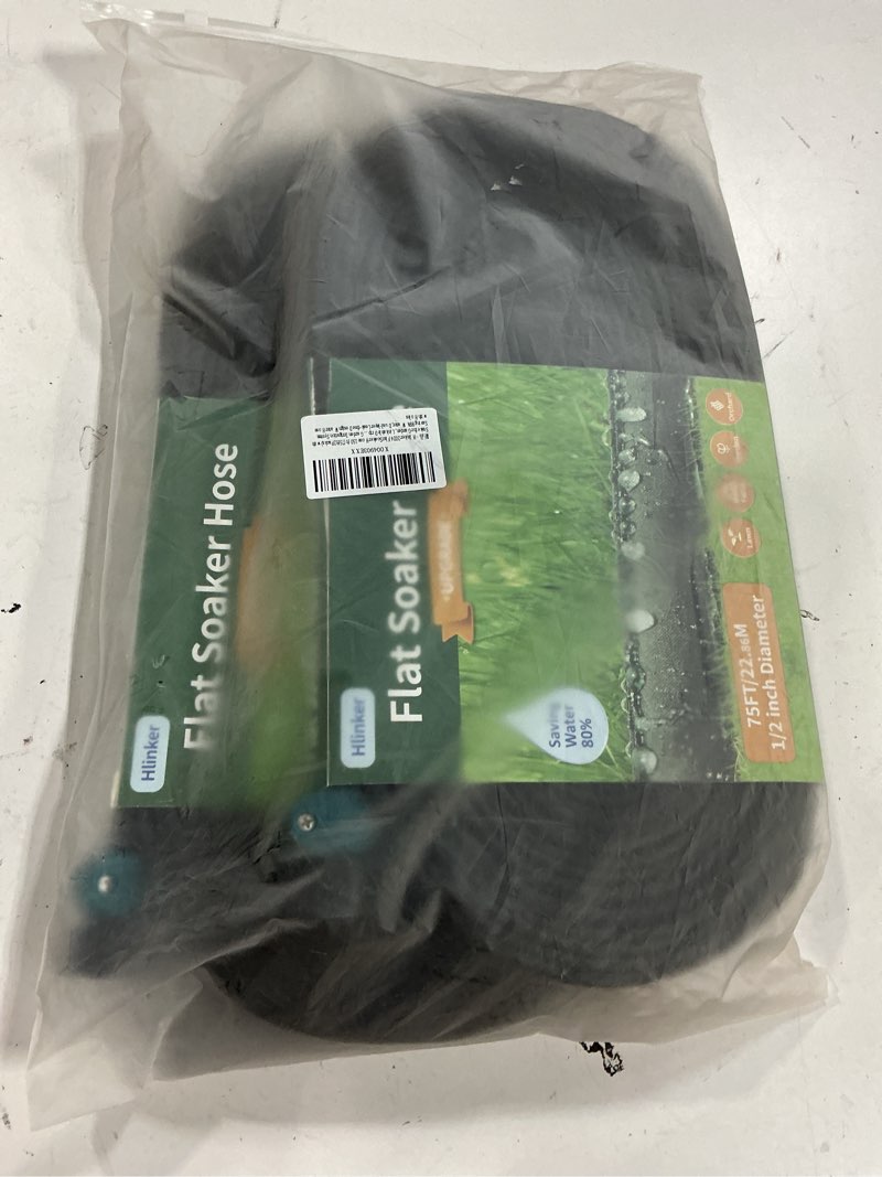 Condition photo showing New/Like New for hlinker flat soaker hose 75 150 ft for garden beds, 150ft 1/2" linkable consistent drip irrigation hose save 80% water, leakproof heavy duty double layer sprinkler hose