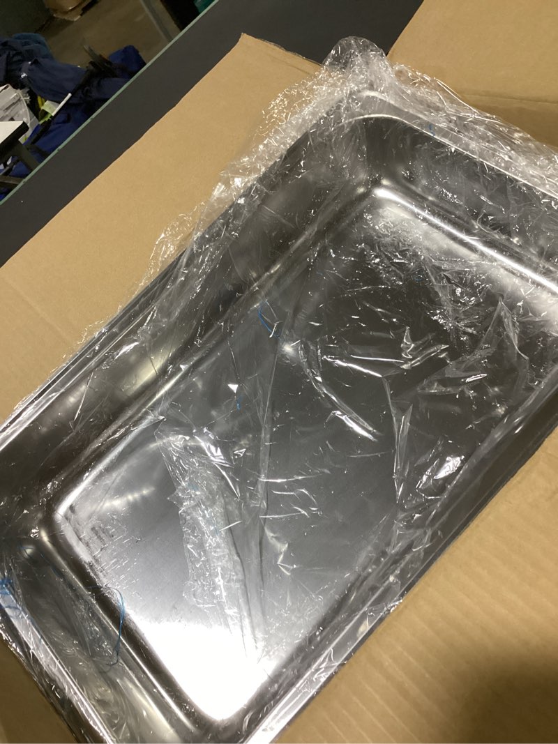 Condition photo showing As Is for voisen 2 pack hotel pans,1/1 size 6" deep,anti-jamming steam pan,commercial stainless steel pan, steam table pan, catering food pan