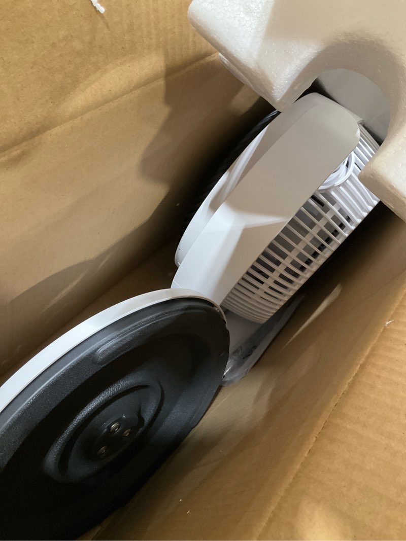 Condition photo showing As Is for levoit standing fan for bedroom, circulair 120° oscillating, quiet 20db, 9 speeds, 4 modes, dc motor, 2 in 1 pedestal & tabletop, 82ft, remote control, sensor, 9h timer, 908cfm ultra-high airflow modern