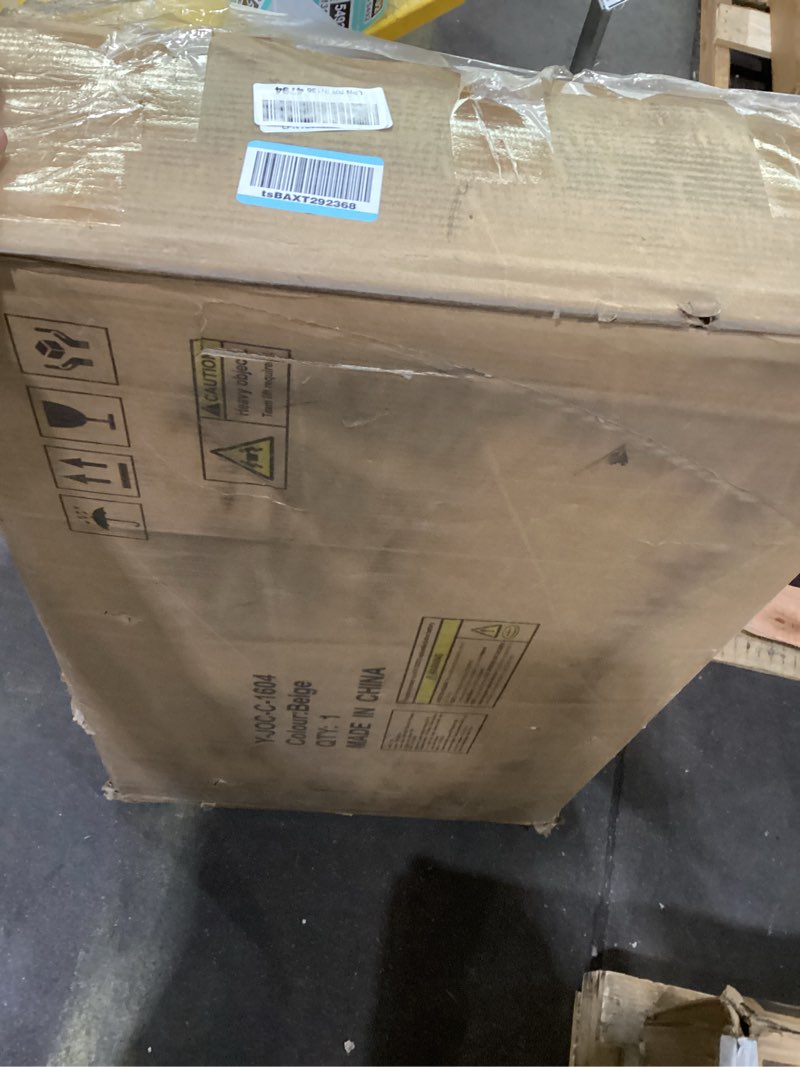 Condition photo showing As Is for Twin Upholstered LED Bed Frame with 2 Storage Drawers and 2-Tier Storage Bookcase Headboard, Velvet Princess Platform Bed for Kids/Girls/Boys, Heavy Duty Metal Support, No Box Spring Needed, Beige Beige Twin