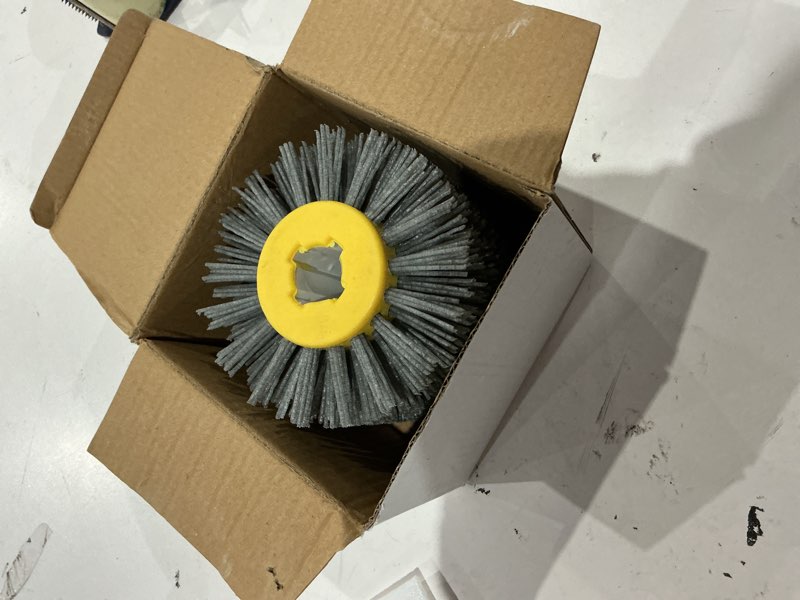 Condition photo showing As Is for nylon bristle drum, #60, scale and rust stripping, 4.33" x 4", 110x100mm, for burnishing polishing machine nylon bristle drum #60