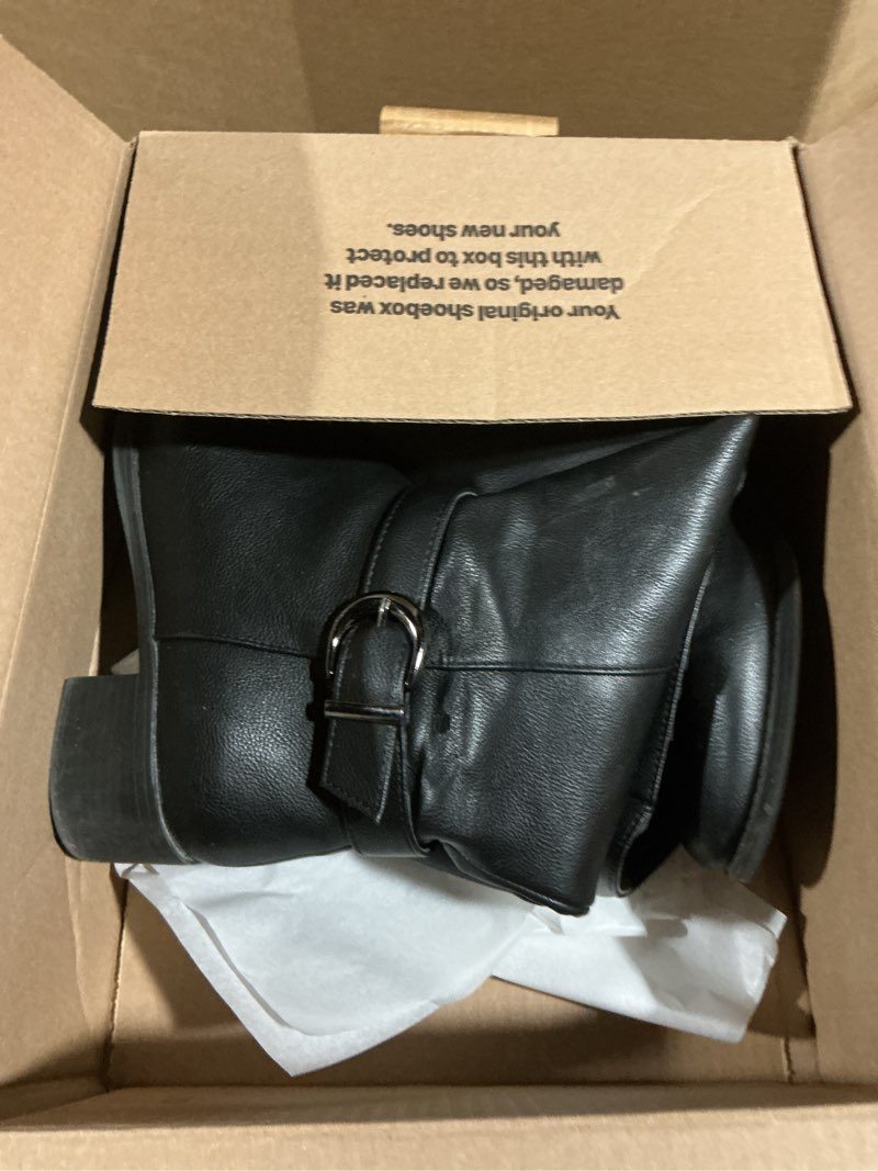 Condition photo showing As Is for Hawkwell Women's Extra Wide Calf Pull On Side Zipper Knee High Boots 10 Black