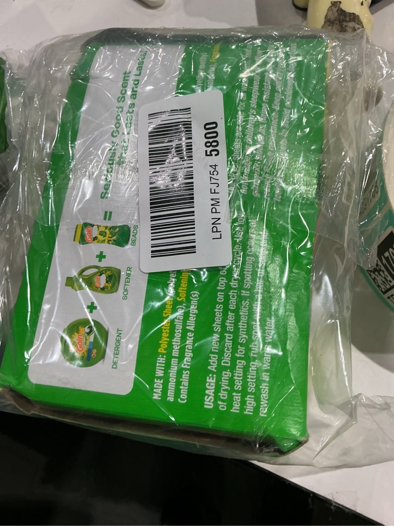 Condition photo showing Good Condition for gain dryer sheets plus wrinkle release, original scent, 240 count, fights static with a touch of scent, laundry sheets original 240 count (pack of 1)