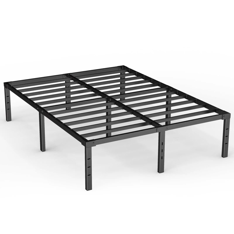 Capri Queen Bed Frame, 18 inch High Metal Platform Bed Frame, 2200 LBS Weight Capacity, Heavy Duty, Noise Free, Easy Assembly, Black