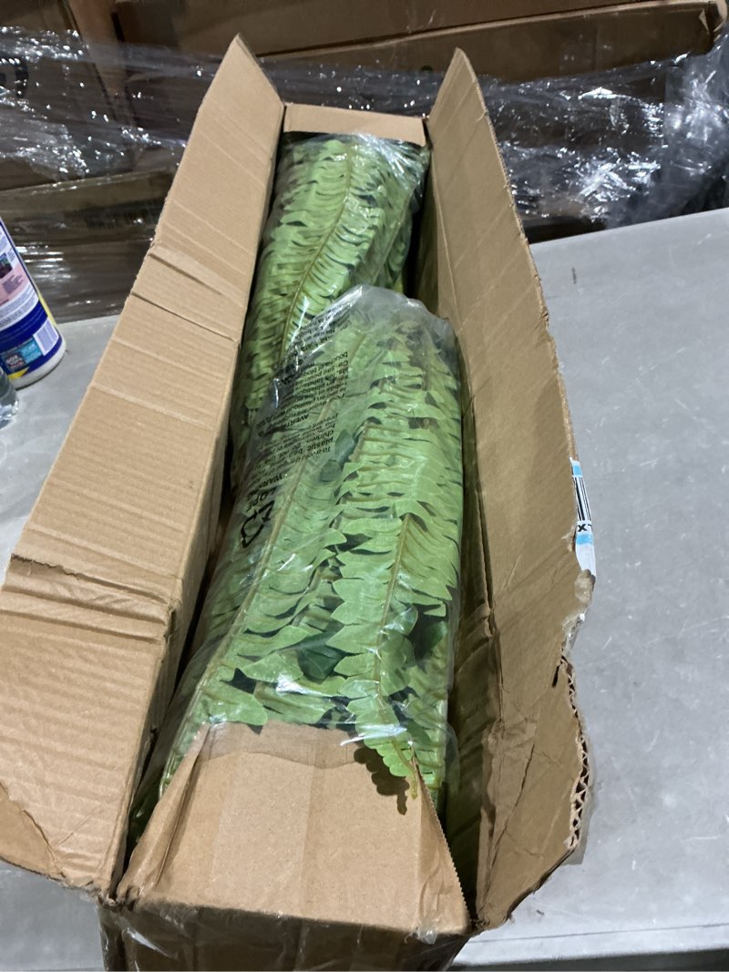 Condition photo showing Good Condition for 45" fake ferns, realistic large artificial bush plants, 2 artificial boston ferns with 59 fronds for outdoors planter indoor home garden porch decor green