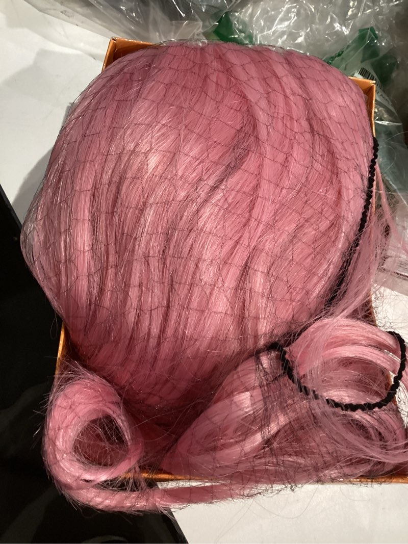 Condition photo showing Good Condition for cosplay long pink wig 28 inch middle part synthetic wig realistic gifts party wigs for women daily use colorful wigs (pink) 28 inch pink