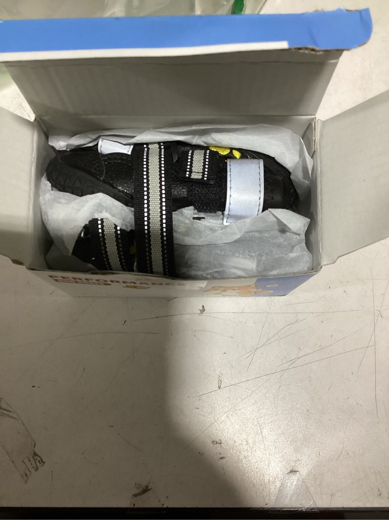 Condition photo showing Good Condition for QUMY Dog Shoes for Large Dogs, Medium Dog Boots & Paw Protectors for Winter Snowy Day, Summer Hot Pavement, Water-Resistant in Rainy Weather, Outdoor Walking, Indoor Hardfloors Skid-Resistant Sole Black Size 2: 1.9''x2.4''(W*L) (Pack of 4)
