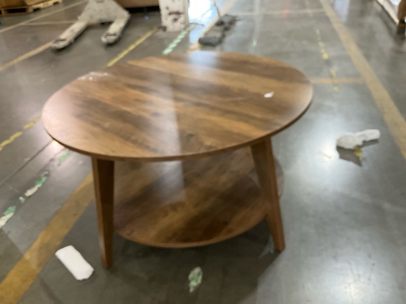 vasagle maezo collection - round coffee table, 2-tier center table with storage, tapered legs, curved transitions, 31.5 dia. x 17.7 h inches, easy assembly, for living room, honey brown ulct243k41