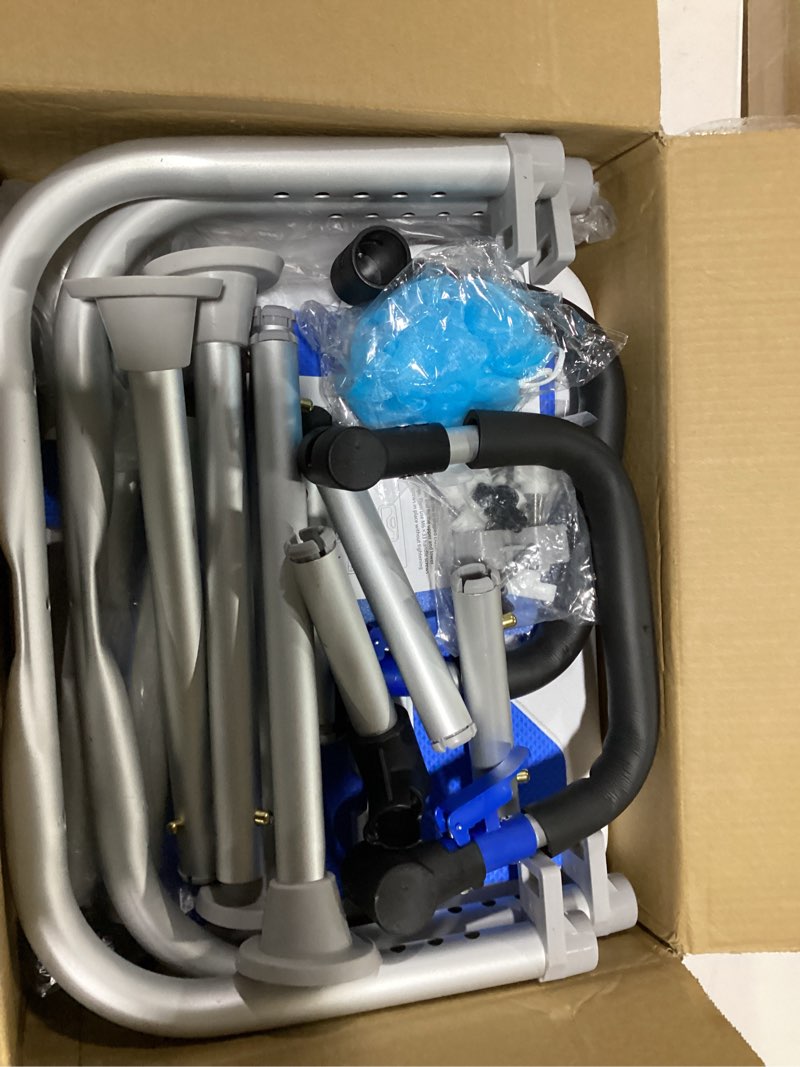 Condition photo showing New/Like New for Shower Chair with Arms and Back for Seniors Elderly Handicap Disabled Or Bariatric Adults Heavy Duty 500 Lbs Adjustable Stool Bench Seat for Inside Shower Stall and Bathroom Bath Tub Chairs White medium-sized adjustable shower chair