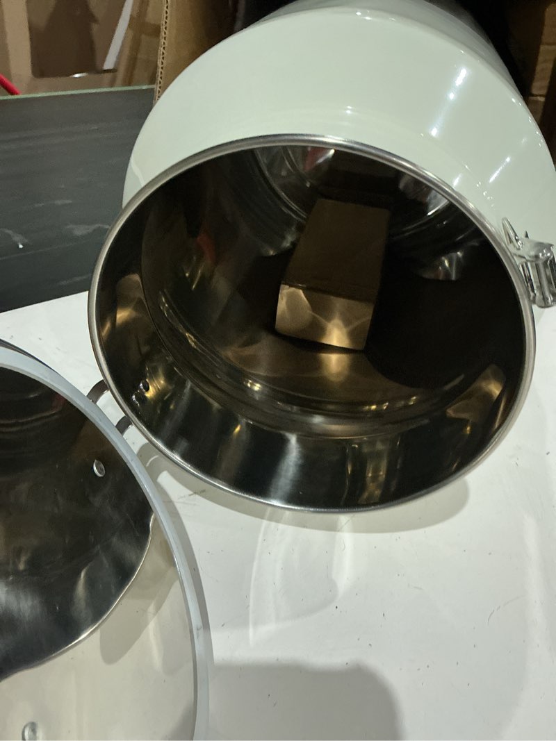 Condition photo showing Good Condition for dog-cat food storage container 40 lb/38 qt, large stainless steel pet food bin with airtight lid & scoop included, durable 304 metal storage for dogs & cats