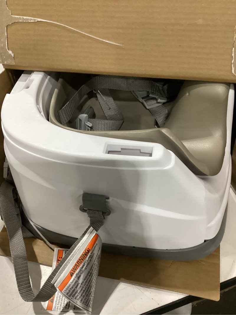 Condition photo showing As Is for ingenuity baby base 2-in-1 booster feeding and floor seat with self-storing tray - cashmere