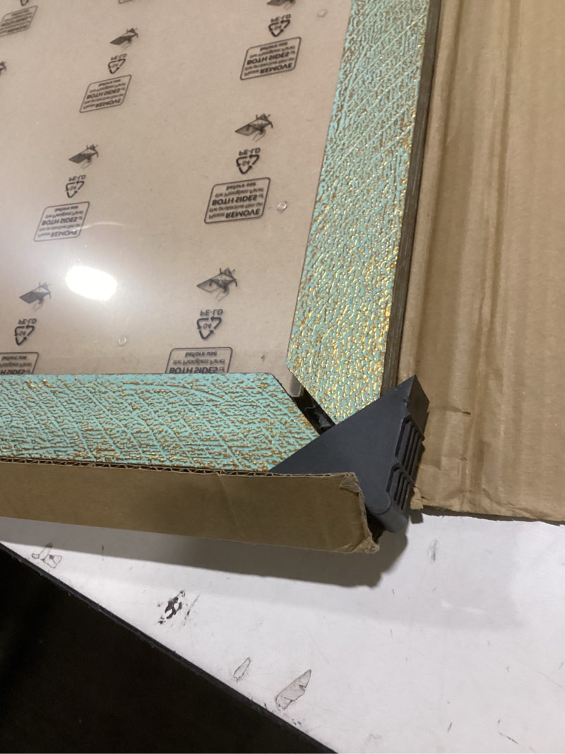 Condition photo showing As Is for 16x16 Frame, Vintage 16 x 16 Picture Frame Plexiglass Glass for Wall Display, Square Rustic 16x16 Photo Frame Large, Antique Gold Green Collage Gallery Wall Picture Frames, Widen Border Gold 16x16