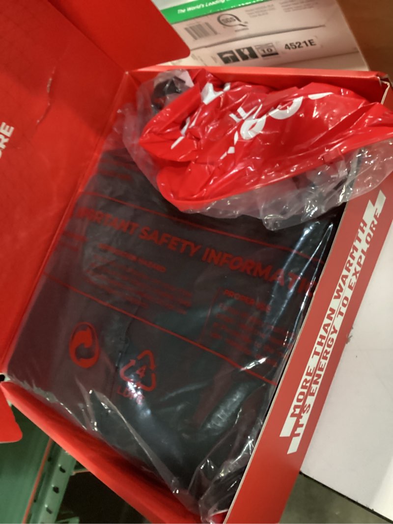 Condition photo showing Good Condition for Heated Jacket for Men with 12V Battery Pack, Winter Outdoor Soft Shell Electric Heating Coat with Foldable Hood Large Black