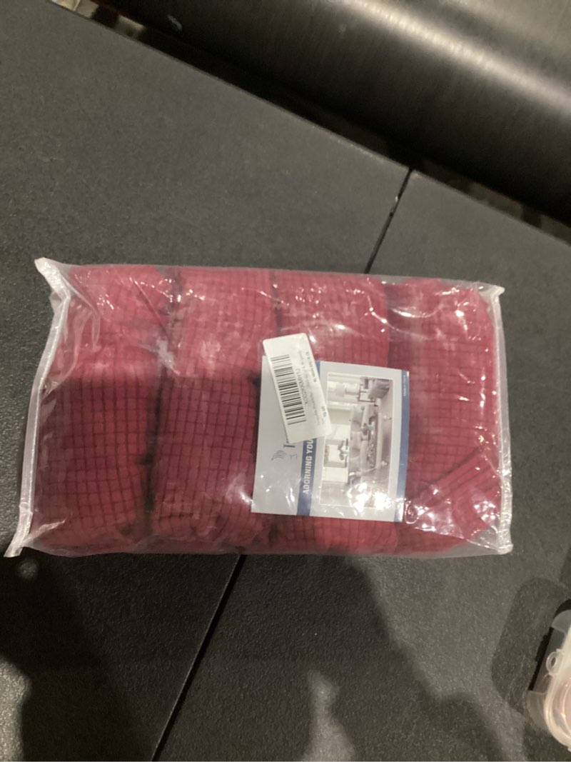 Condition photo showing Good Condition for Turquoize Stretch Bar Stool Cover Counter Stool Pub Chair Slipcover for Dining Room Cafe Barstool Slipcover Removable Furniture Chair Seat Cover Jacquard Fabric with Elastic Bottom Set of 4, Burgundy Burgundy 4
