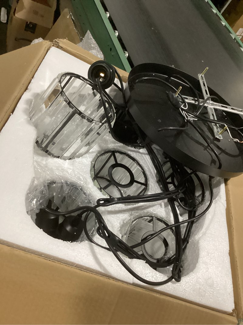 Condition photo showing Good Condition for similar to crystal semi flush mount ceiling light,3-light modern close to ceiling light fixtures,black kitchen light fixtures with clear crystal shade,hallway light fixtures for hallway bedroom bathroom a-black