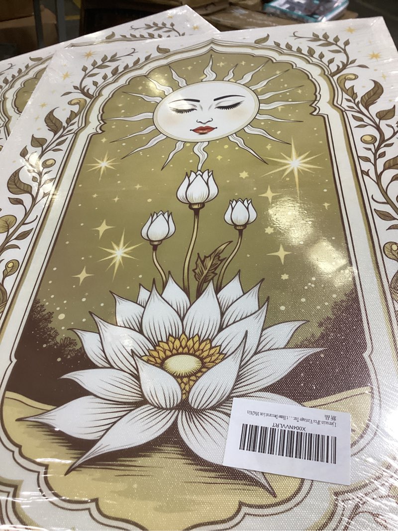 ijeroain 3pcs vintage tarot wall art boho sun moon painting wall decor boho celestial sky lotus pict