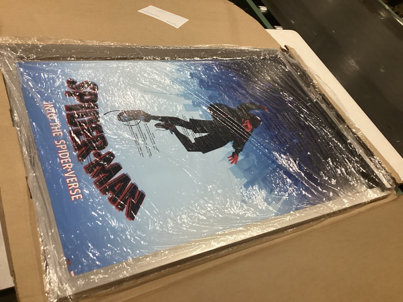 Condition photo showing Good Condition for trends international marvel spider-man - into the spider-verse - falling wall poster, 14.725" x 22.375", barnwood framed version barnwood framed version 22.4"l x 14.7"w