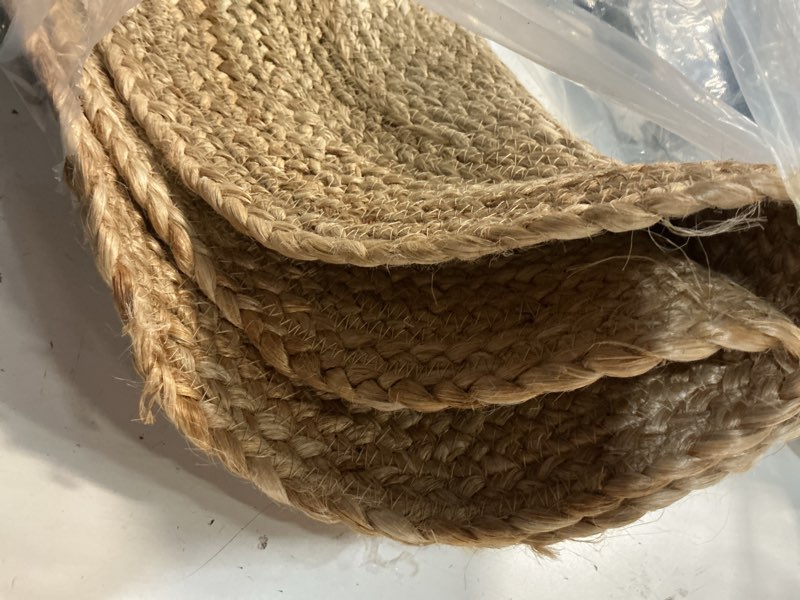 Condition photo showing Good Condition for tinideya braided jute dog bowl mat 31 x 20 inch pet food rustic mat natural cat placemats for food and water dish oval rug non toxic feeding mats for pet bowl or farmhouse decor