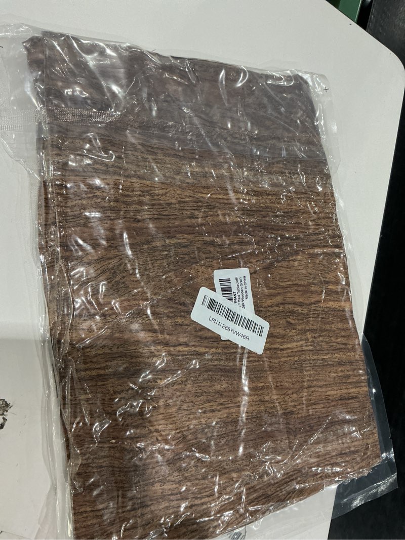 Condition photo showing Good Condition for misaya round fitted tablecloth with elastic edge, 100% waterproof oil proof plastic table cover, vinyl flannel backed tablecloth fits 18"-24" round tables for dinner, outdoor, picnic, oak wooden grain brown for up to 18"-24" round