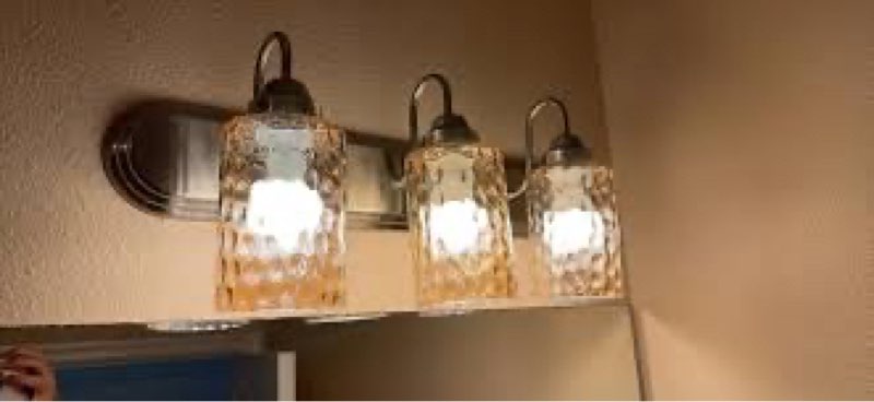 3 pack amber hammered glass lamp shade replacement, 1-5/8 inch fitter, 6-1/16" tall, water ripple cylinder glass lighting fixture lampshade globe cover for chandelier pendant light wall sconce