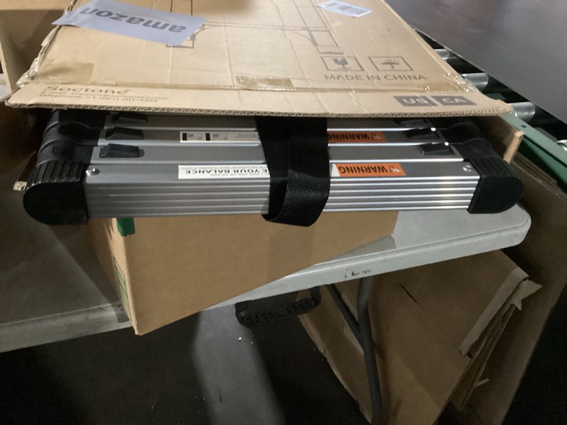 Condition photo showing Good Condition for Soctone Telescoping Ladder 8.5 FT, Retraction Aluminum Extension Ladder with 2 Triangle Stabilizers, Multi-Purpose Ladder with Slow Down Design, 330lbs Max Capacity for House Daily Life 8.5FT