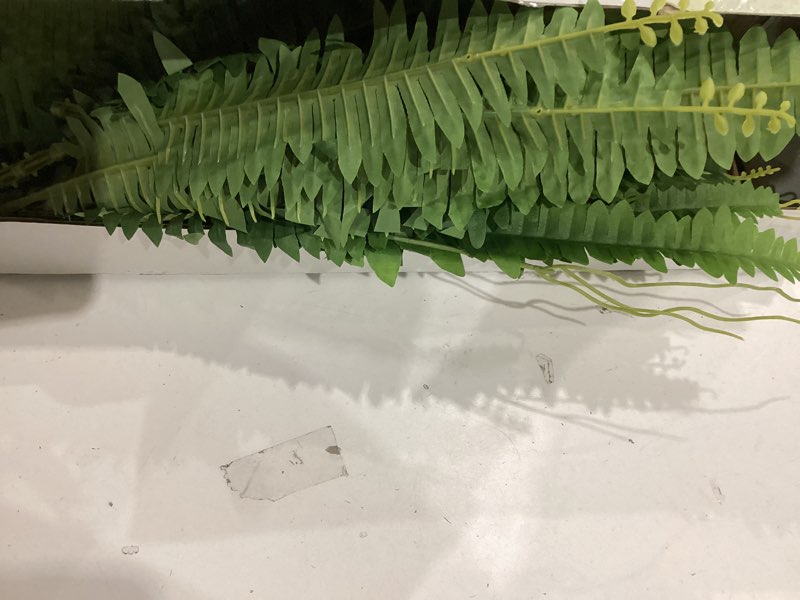 Condition photo showing Good Condition for 35” artificial boston fern bush plant, 2 faux ferns for outdoors large, fake ferns realistic artificial plants with 39 fronds for garden porch patio home office living room decor green green 35''
