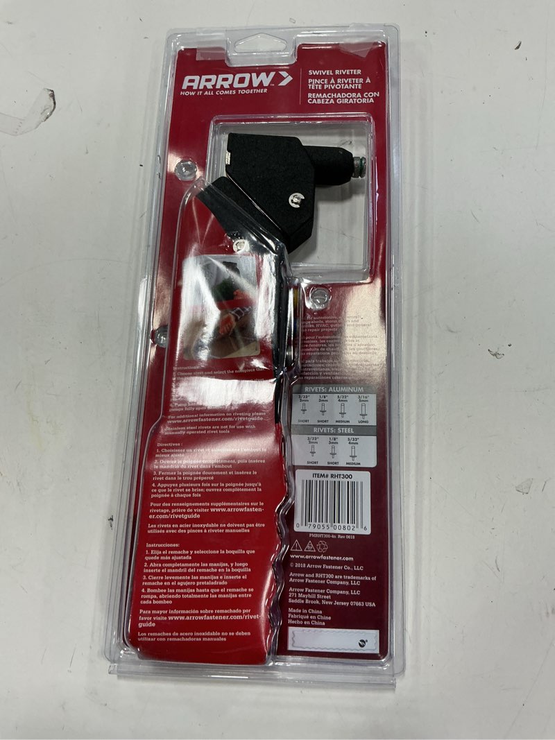 Condition photo showing As Is for Arrow RHT300 Professional Swivel Head Rivet Tool  Red