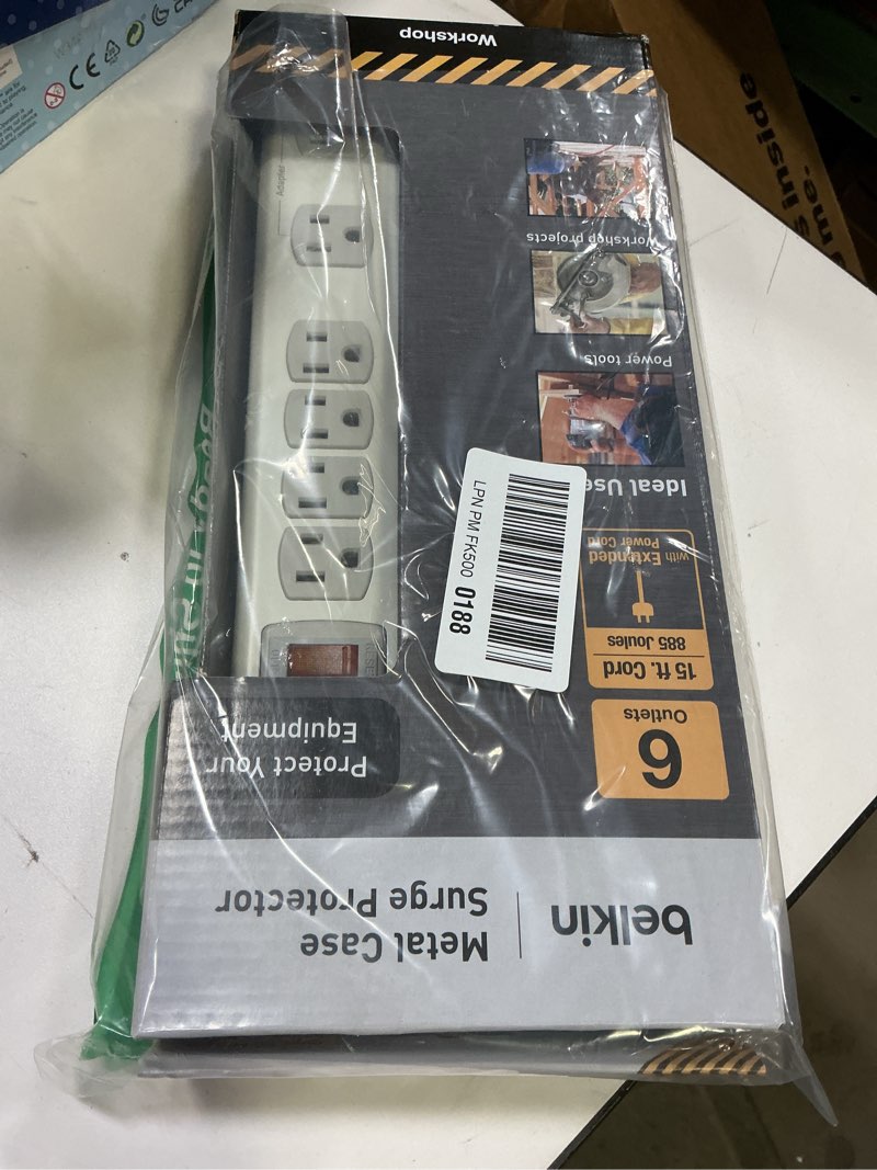 Condition photo showing New/Like New for Belkin 6-Outlet Metal Surge Protector with 15' Cord, 885 Joules 6-Outlet 15 ft