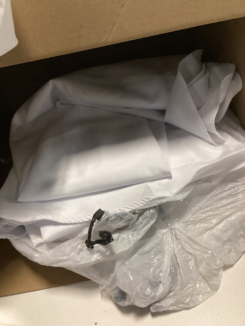 Condition photo showing As Is for 6 Pack White Round Tablecloth 90 Inch Round Table Cloth, Wrinkle Resistant and Washable Tablecloth Polyester Fabric Table Cloth Round Table Cover for Dining Wedding Banquet Party