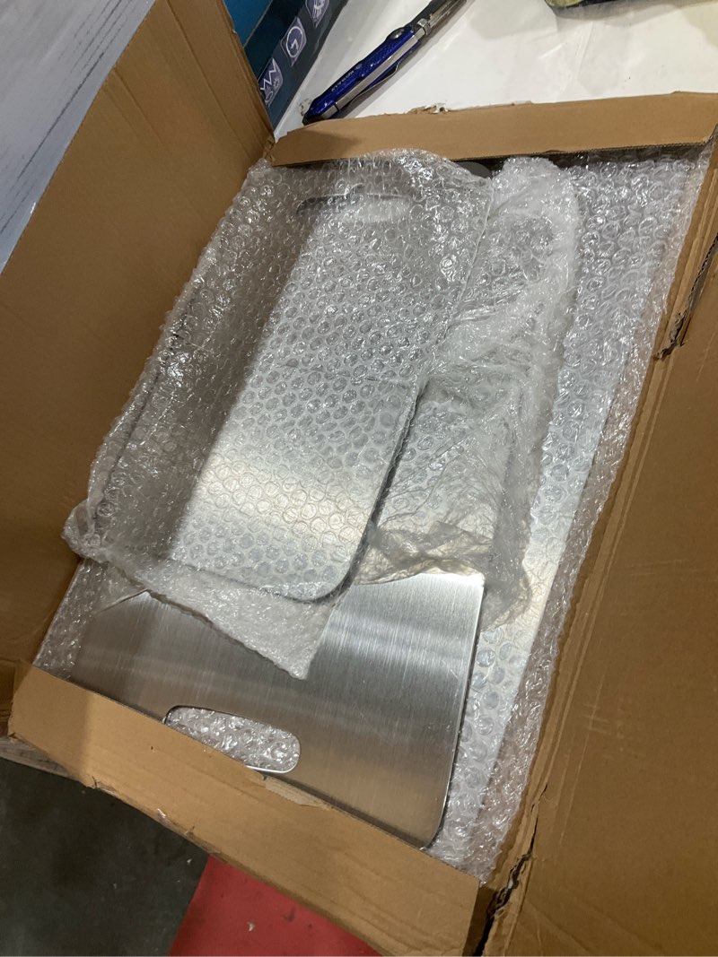 Condition photo showing Good Condition for 3pcs stainless steel cutting board cutting boards for kitchen, upgrade double sided board, thick cutting board for home kitchen cooking silver-3pcs