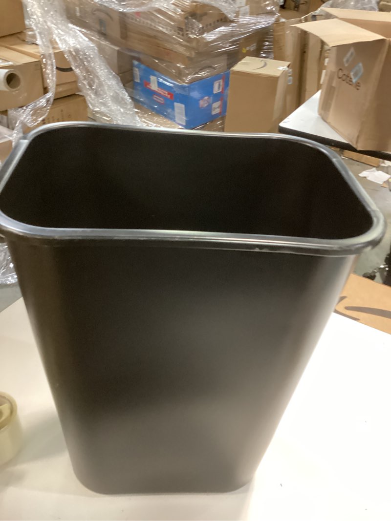 Condition photo showing Good Condition for Rubbermaid Commercial Wastebasket Trash Container, 41QT/10.25 GAL, Plastic, Black, Stackable Trash Can for Bedroom/Bathroom/Office, Fits Under Desk/Sink/Cabinet