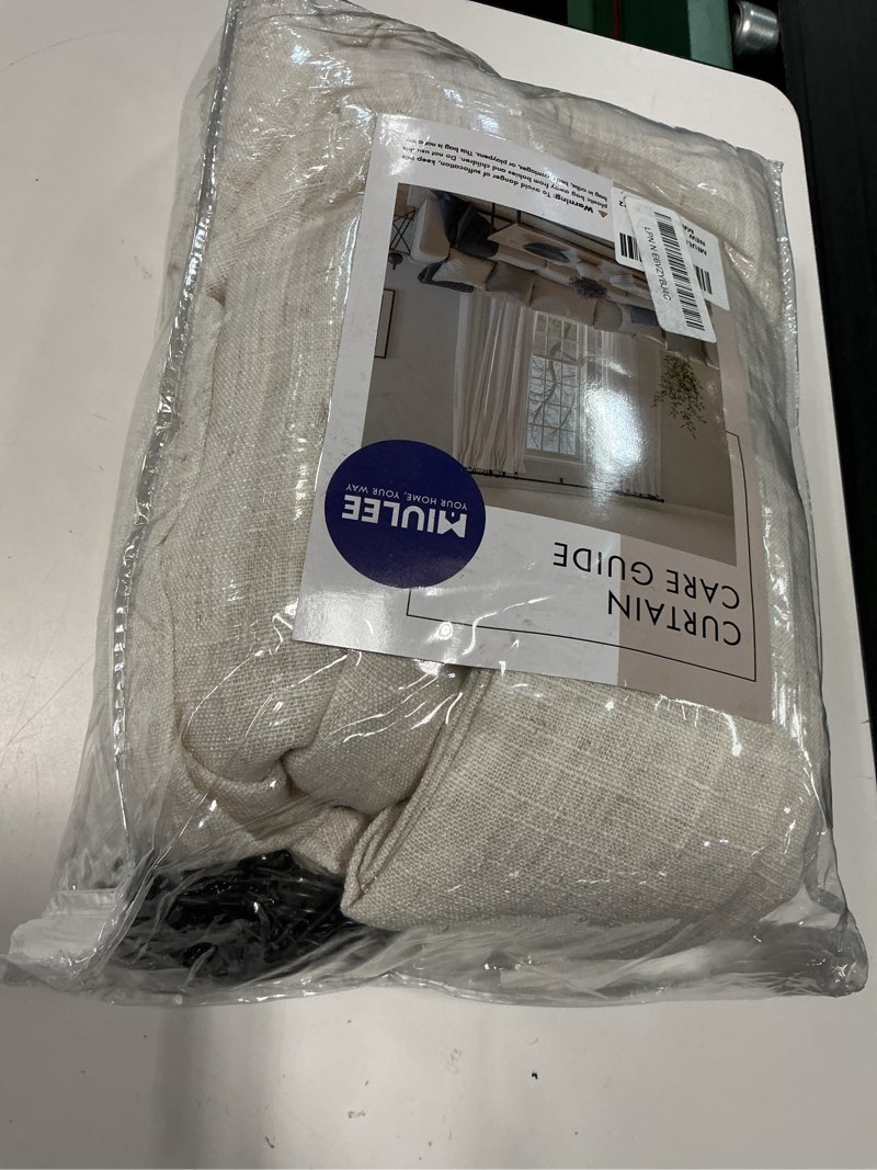 Condition photo showing New/Like New for miulee pinch pleated thick linen curtains 90 inches long 2 panels for living room bedroom, memory trained pinch pleat drapes back tab light filtering natural ivory cream window curtains with hooks 40"w x 90"l (pack of 2) natural