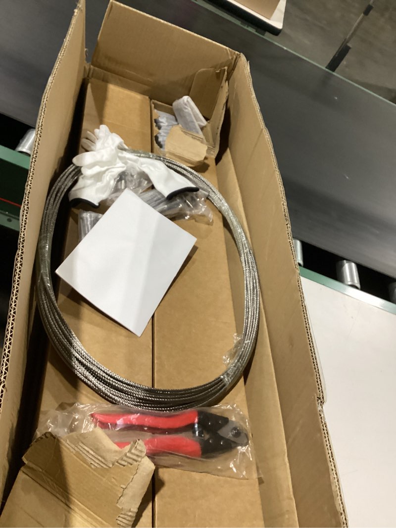 Condition photo showing Good Condition for 2 Pack One-Stop Stair Cable Railing Posts Kit 42", 33° Drilled Black Stair Posts, Adjustable Top Stair Railing System Including 2 Railing Posts, 101ft Cable, 12 Sets Terminal, 48 Cable Grommets 42" 2 x Stair Posts Kit 1